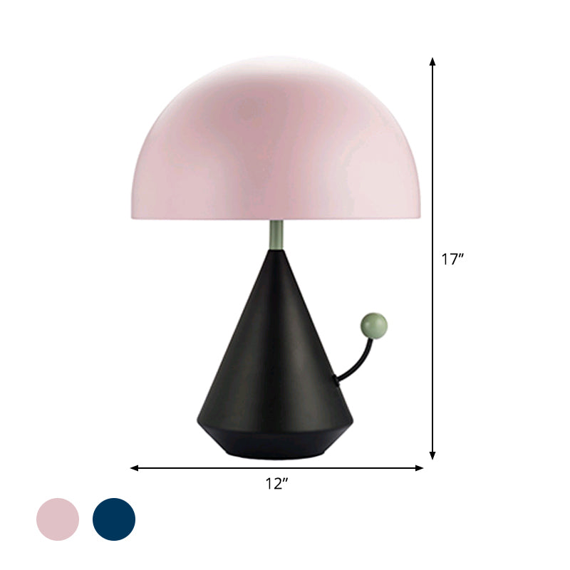 Macaron Hemisphere Shape Nightstand Lamp Metal 1 Bulb Reading Book Light in Blue/Pink