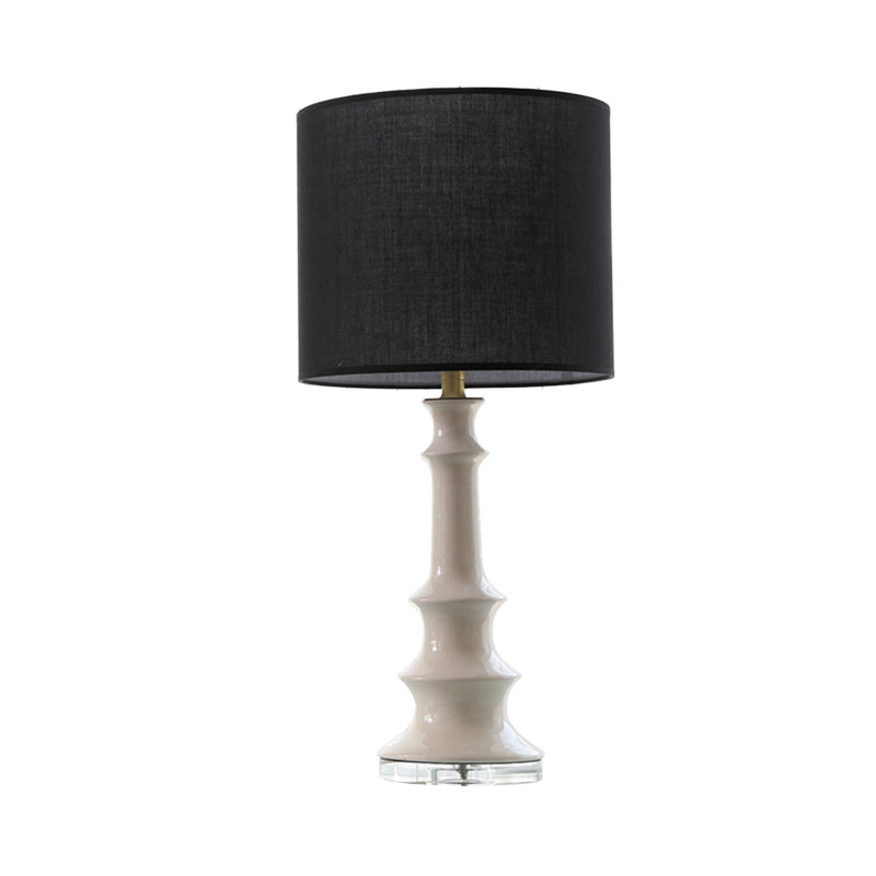 Straight Sided Shade Nightstand Lamp Contemporary Fabric 1 Head Reading Light in Black