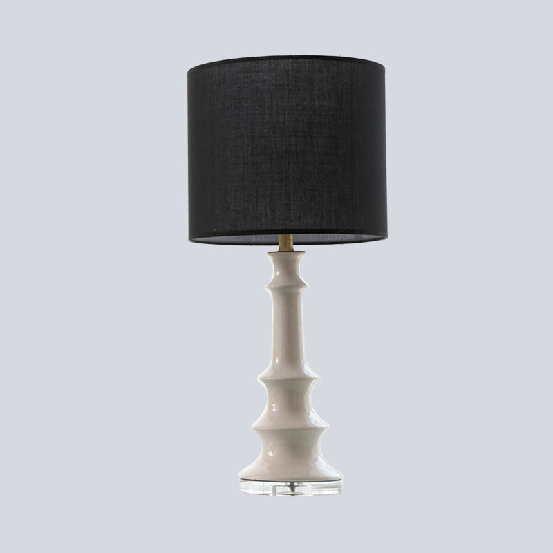 Straight Sided Shade Nightstand Lamp Contemporary Fabric 1 Head Reading Light in Black