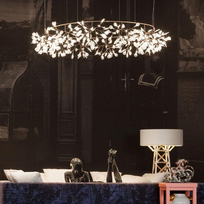 Metal White Chandelier Nordic Style Fireflies Chandelier Lampe For Living Room