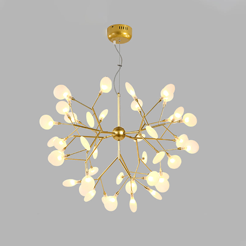 Forme de branche Chandelier Modern Fireflies Lampe Chandelier en or pour le salon