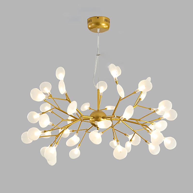 Forme de branche Chandelier Modern Fireflies Lampe Chandelier en or pour le salon