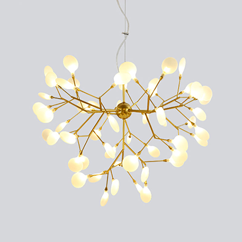 Forme de branche Chandelier Modern Fireflies Lampe Chandelier en or pour le salon