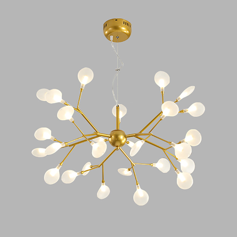 Forme de branche Chandelier Modern Fireflies Lampe Chandelier en or pour le salon