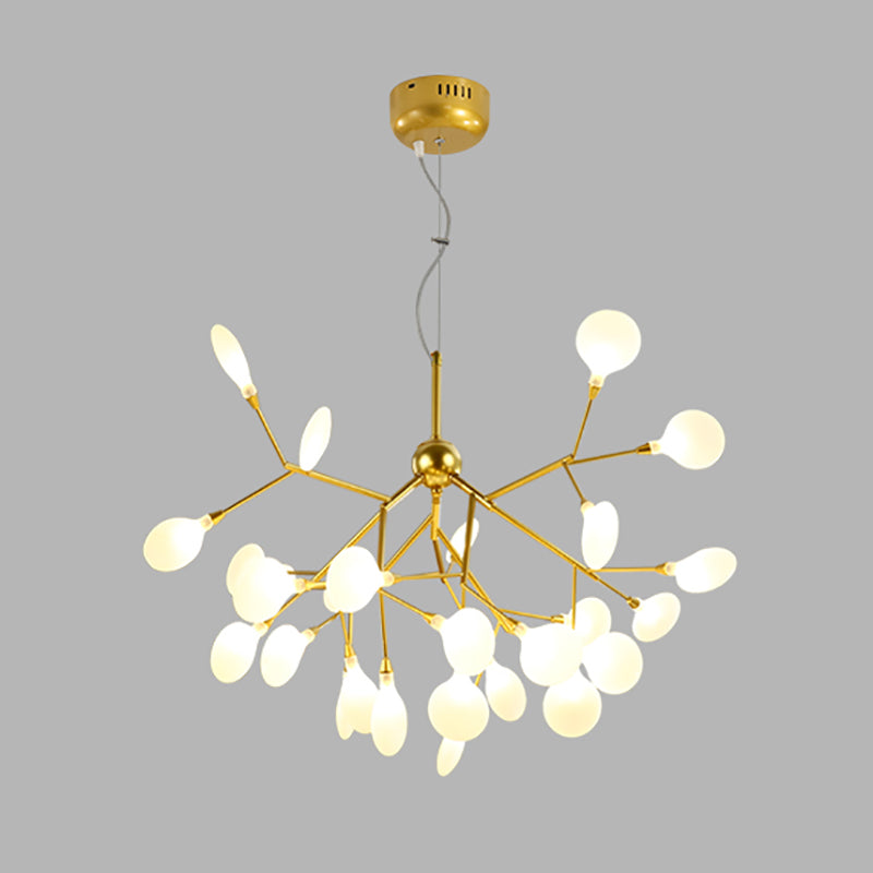 Forme de branche Chandelier Modern Fireflies Lampe Chandelier en or pour le salon