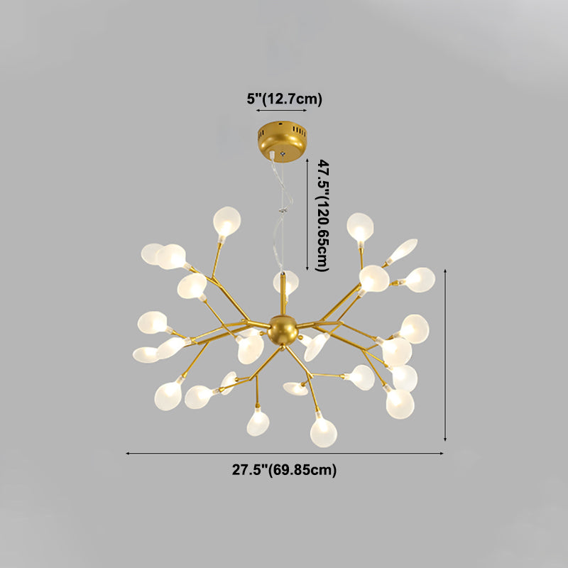 Forme de branche Chandelier Modern Fireflies Lampe Chandelier en or pour le salon