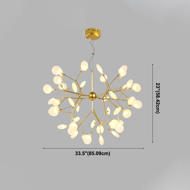 Forme de branche Chandelier Modern Fireflies Lampe Chandelier en or pour le salon