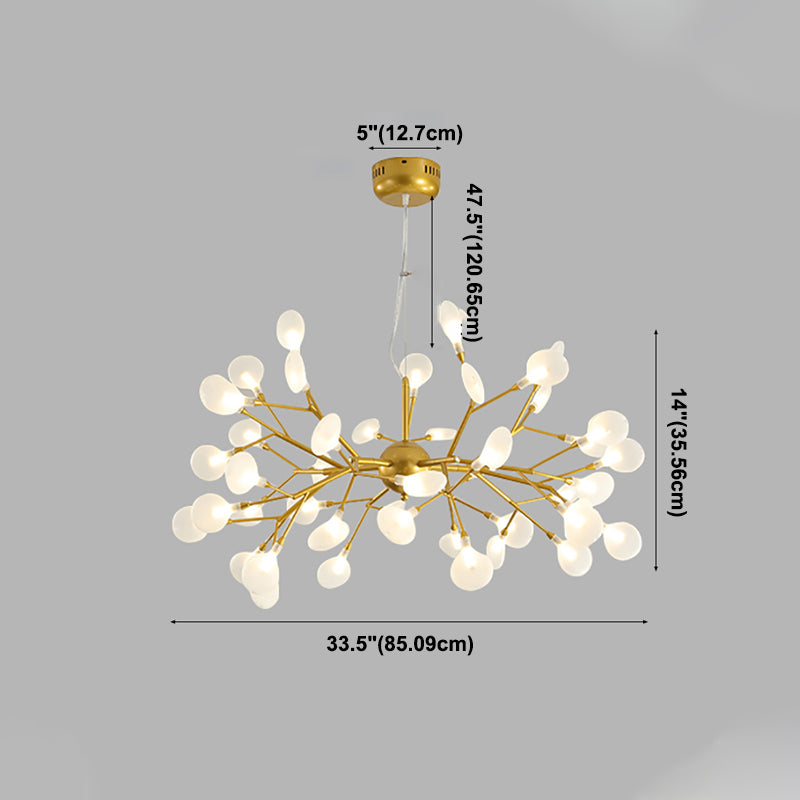 Forme de branche Chandelier Modern Fireflies Lampe Chandelier en or pour le salon