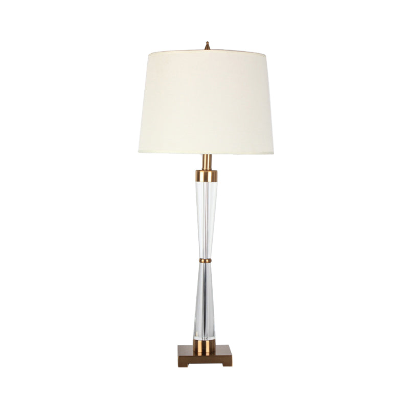 1 Head Living Room Desk Lamp Modernism Gold Table Light with Barrel Fabric Shade