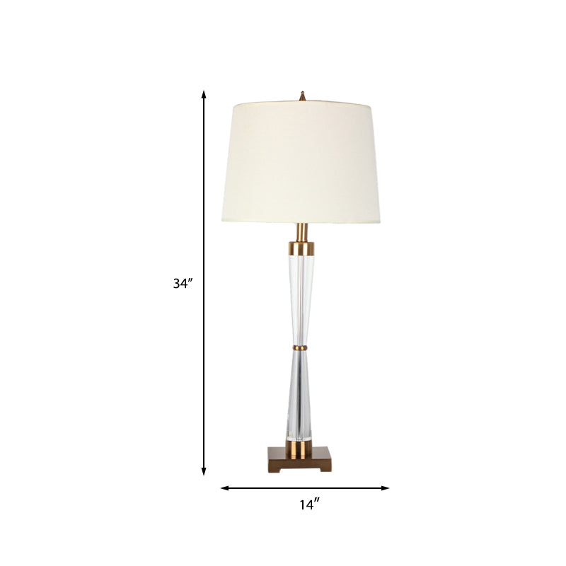 1 Head Living Room Desk Lamp Modernism Gold Table Light with Barrel Fabric Shade