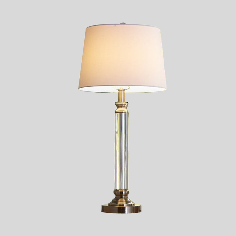 Table de bulbe contemporain Light Gold Drum Small Lampe de bureau avec de la teinte en tissu