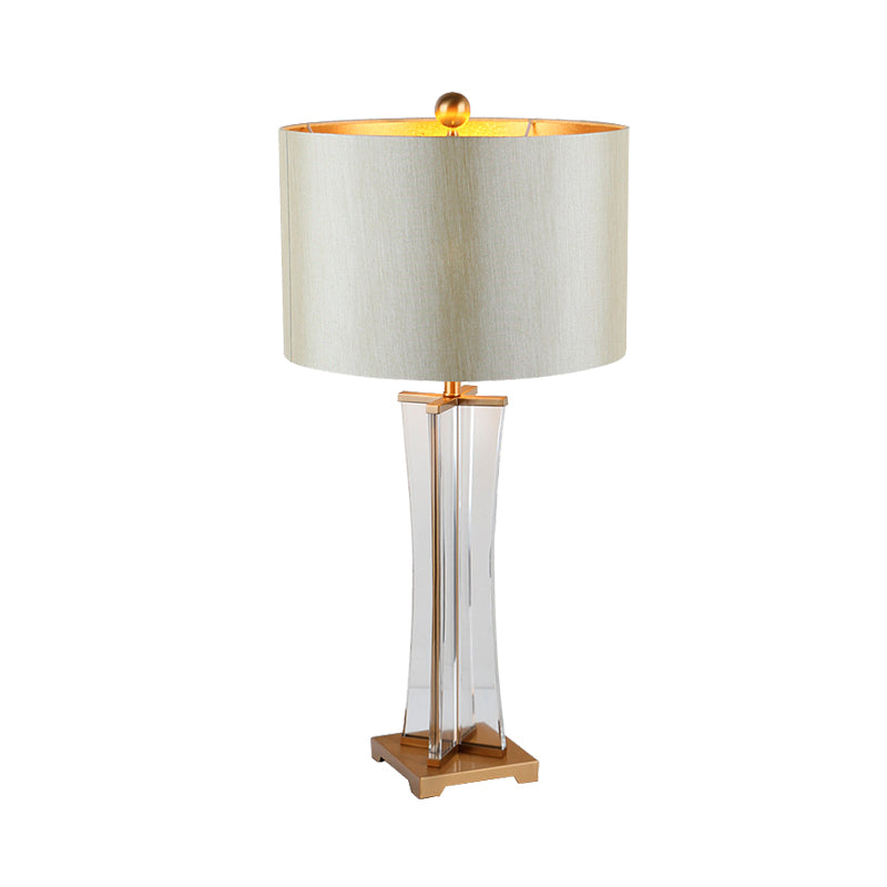 Gold Cylindrical Nightstand Lamp Modernism 1 Head Fabric Reading Light for Bedroom