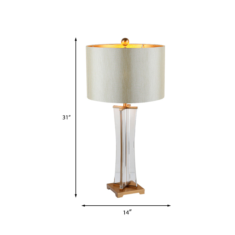 Gold Cylindrical Nightstand Lamp Modernism 1 Head Fabric Reading Light for Bedroom