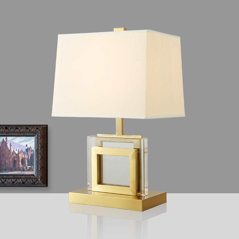 Fabric Pagoda Desk Light Modernism 1 Bulb Night Table Lamp in Gold for Living Room