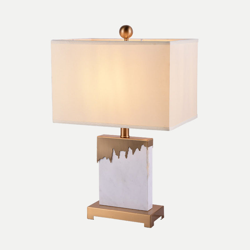 Contemporary 1 Bulb Table Light Gold Rectangle Small Desk Lamp with Fabric Shade