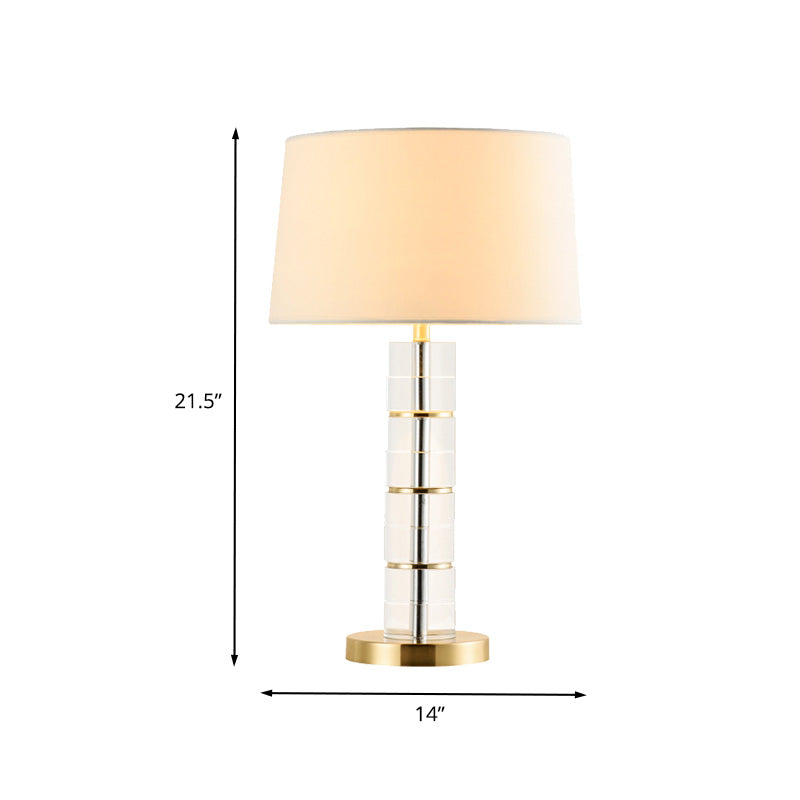 Gold Drum Shape Task Lighting Modernism 1 Bulb Fabric Reading Lamp for Living Room