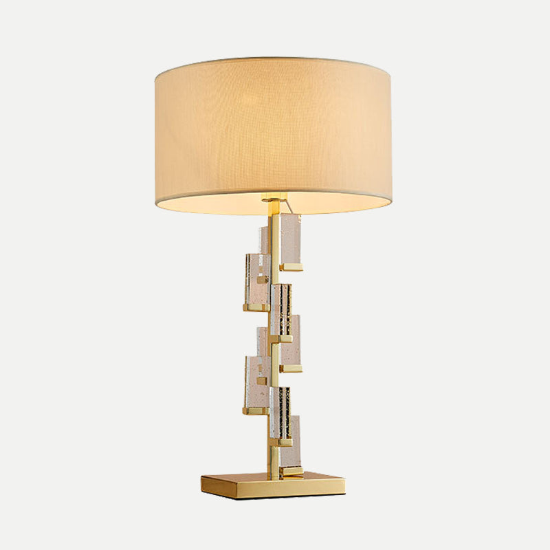 1 Lampe de chevet de tête Modernist Gold Task Éclairage avec une teinte en tissu de cylindre