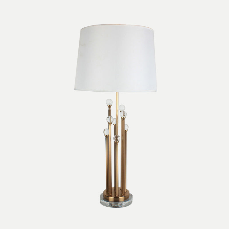 Contemporary Tapered Drum Task Light Fabric 1 Head Night Table Lamp in Gold for Bedroom