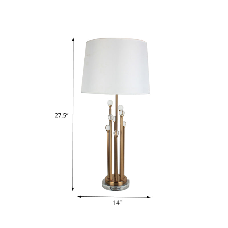 Contemporary Tapered Drum Task Light Fabric 1 Head Night Table Lamp in Gold for Bedroom