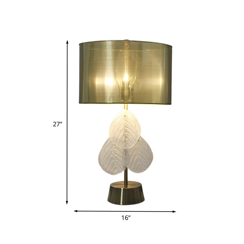 Leaf Shape Desk Light Modernism Hand-Cut Crystal 1 Bulb Night Table Lamp in Gold