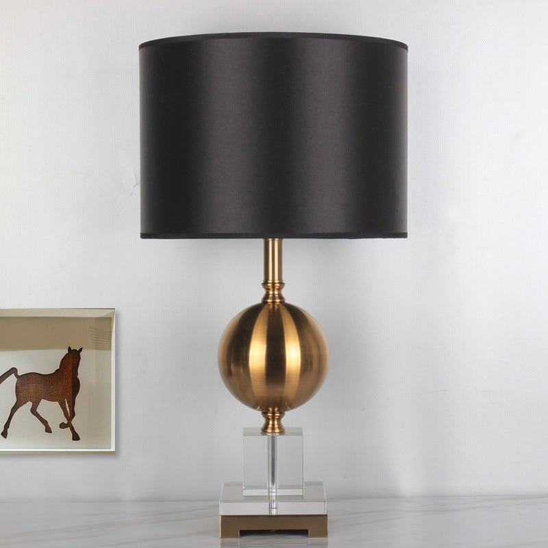 1 Head Cylinder Table Light Modernism Fabric Reading Lamp in Gold for Dining Room