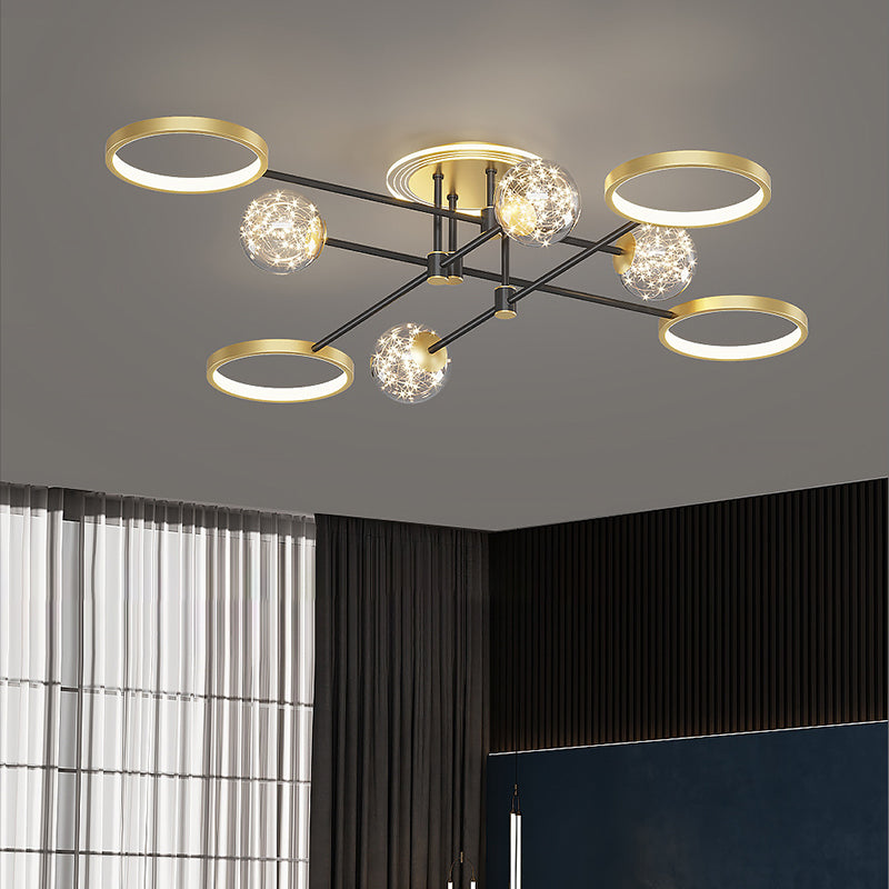 Gouden led spoelplafondverlichting armaturen modernistische spoelbevestiging voor woonkamer