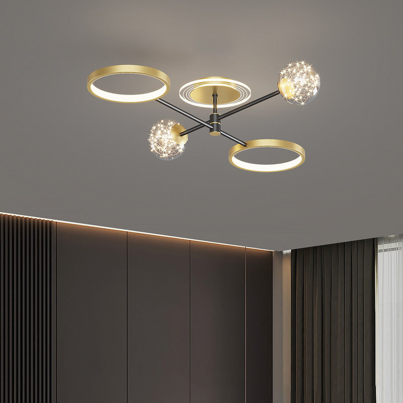 Gold LED Flush Ceiling Light Fixtures Modernist Flush Mount Fixture for Living Room