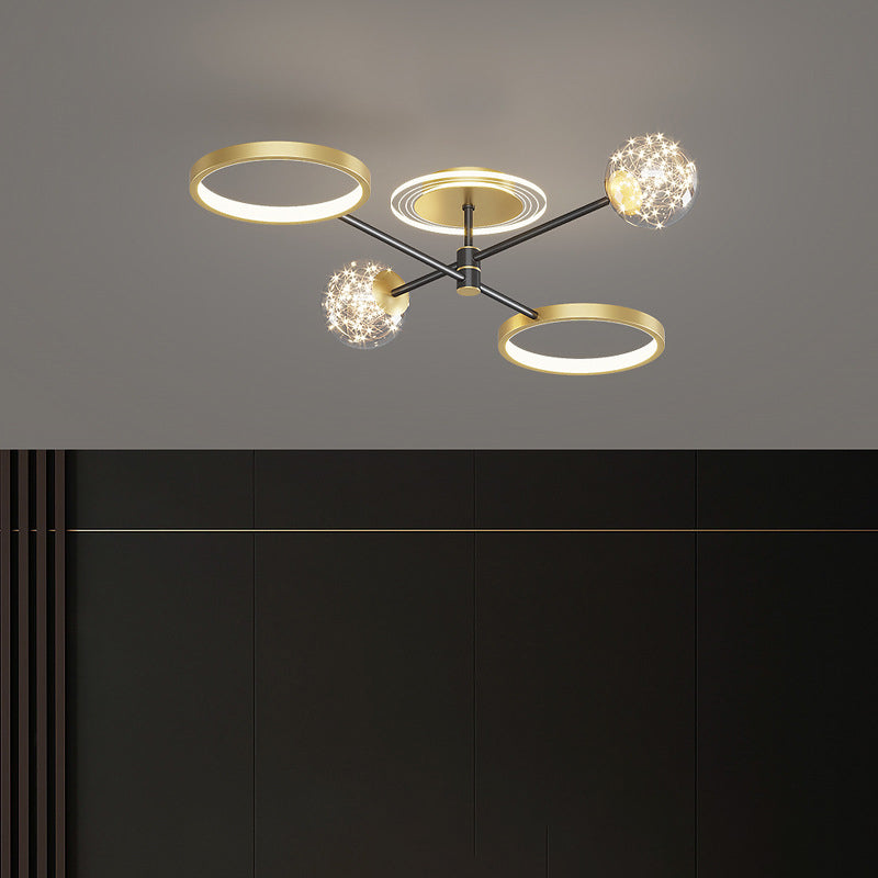 Goldene LED -Flush Deckenleuchten modernistische Flush -Halterung für Wohnzimmer