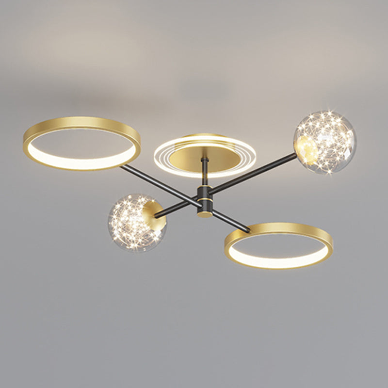 Lampade a soffitto a filo a LED oro Fissaggio moderno a filo per soggiorno per soggiorno