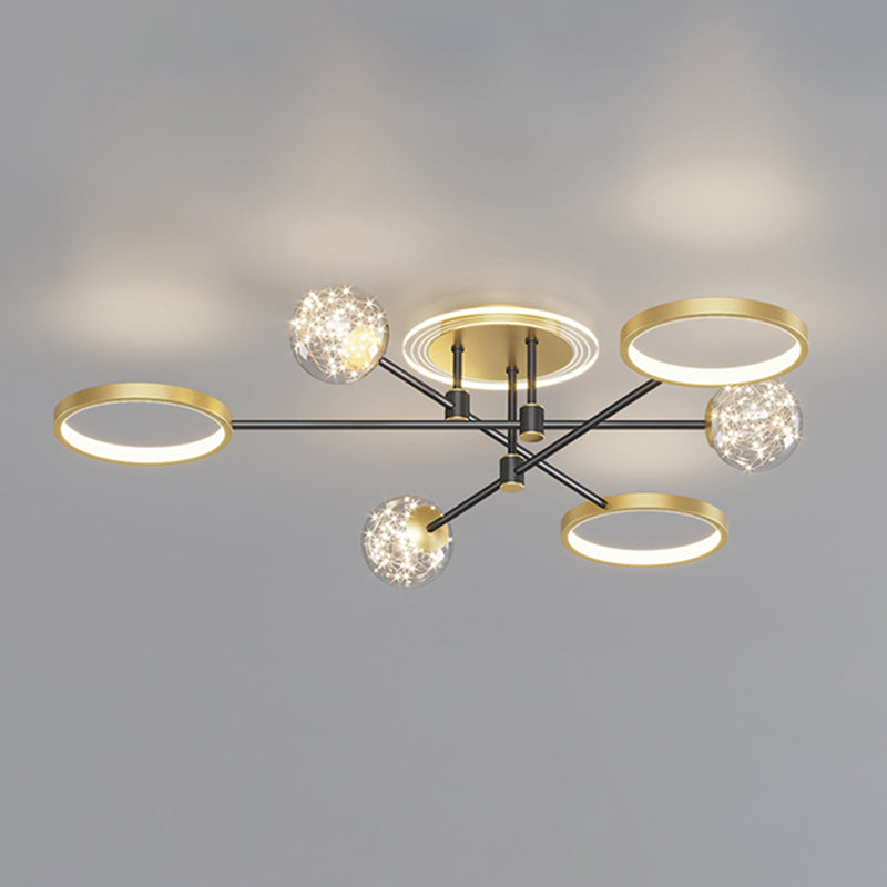 Gold LED Flush Ceiling Light Fixtures Modernist Flush Mount Fixture for Living Room