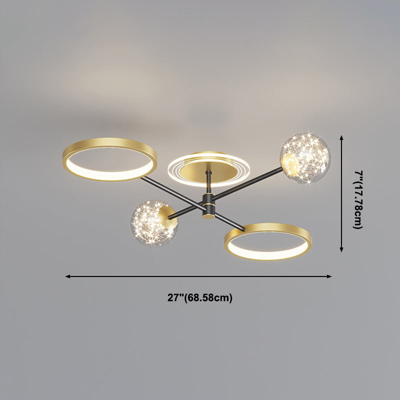 Lampade a soffitto a filo a LED oro Fissaggio moderno a filo per soggiorno per soggiorno