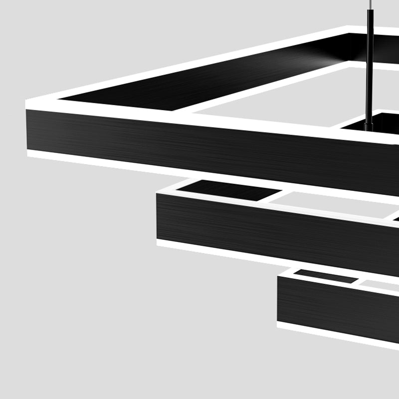 Moderne quadratische Kronleuchterleuchten mehrstufige Hängslampen für Wohnzimmer