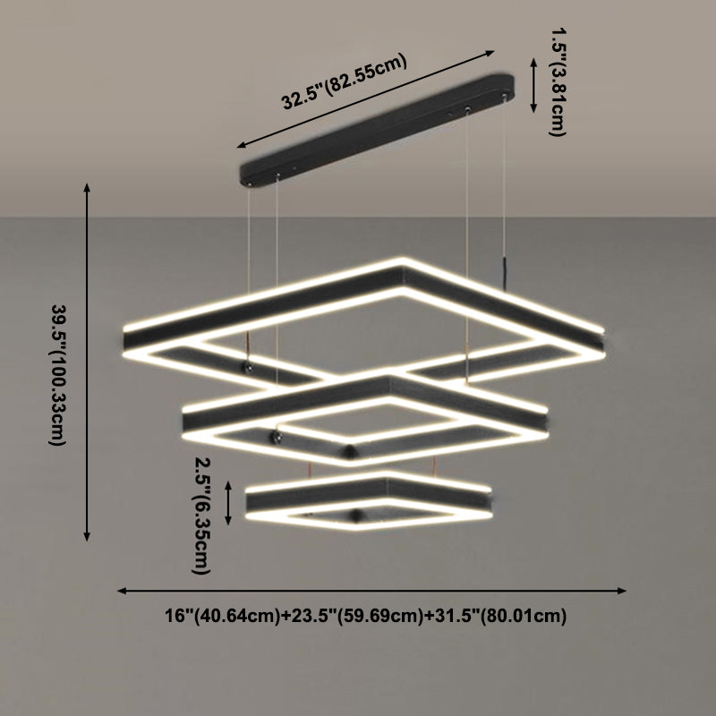 Moderne quadratische Kronleuchterleuchten mehrstufige Hängslampen für Wohnzimmer