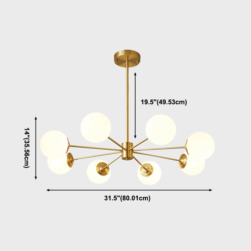 Luminaires de lustre moderne à pentents suspendus en or multiples avec teinte en verre