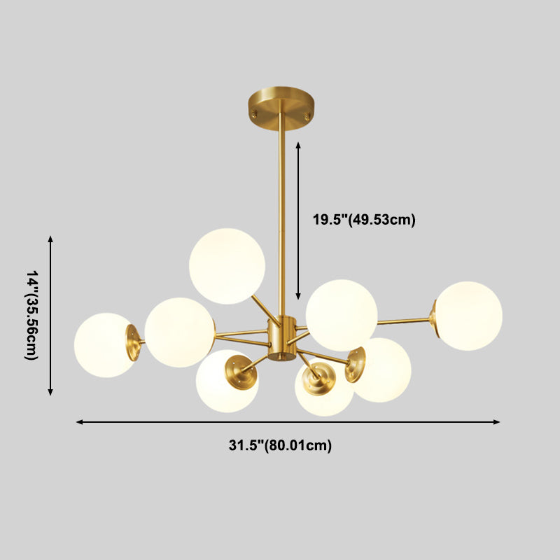 Luminaires de lustre moderne à pentents suspendus en or multiples avec teinte en verre