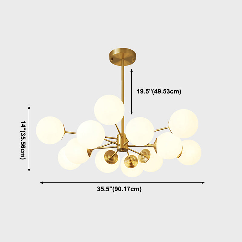 Luminaires de lustre moderne à pentents suspendus en or multiples avec teinte en verre