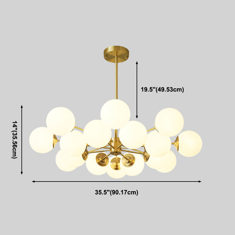 Luminaires de lustre moderne à pentents suspendus en or multiples avec teinte en verre