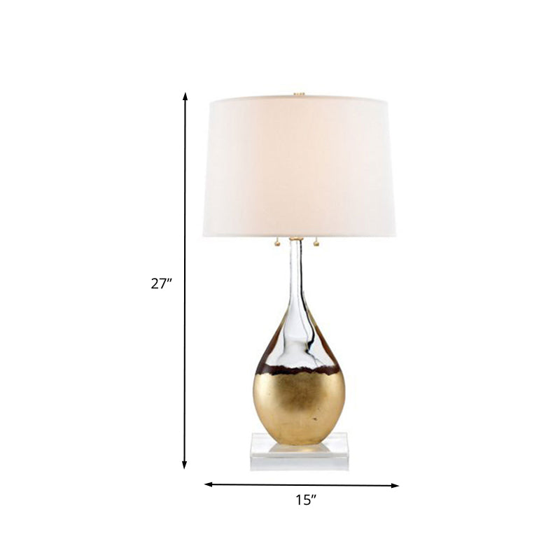 Tapered Drum Task Lighting Modernism Fabric 1 Head Reading Book Light in Gold for Bedroom