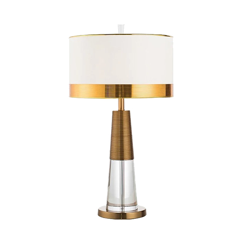 1 Head Living Room Desk Lamp Modern Gold Table Light with Cylindrical Fabric Shade