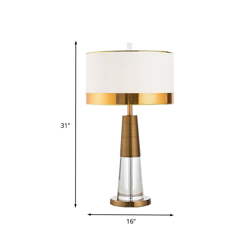 1 Head Living Room Desk Lamp Modern Gold Table Light with Cylindrical Fabric Shade