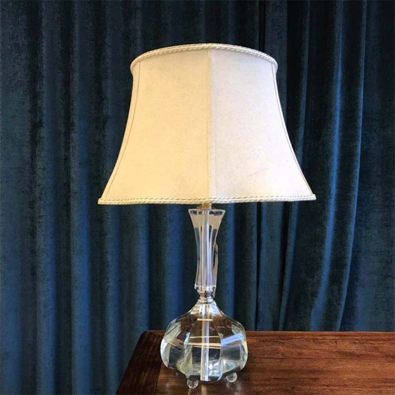 1 Bulb Bedroom Reading Light Modernism Grey Nightstand Lamp with Bell Fabric Shade