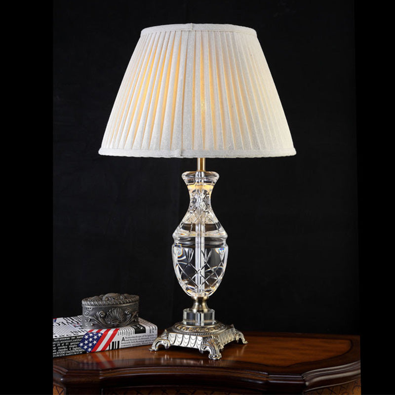 Modernisme de bureau en forme de Urn Light Cutt Crystal 1 lampe de table de nuit en bulbe en gris