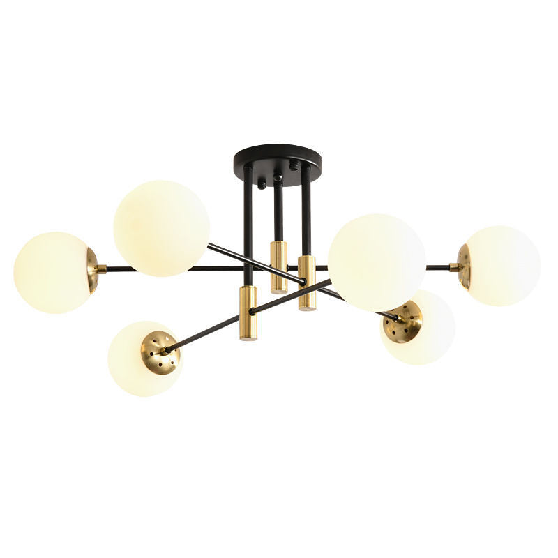 Globe Glass Ceiling Fixture in Modern Creative Style Electroplate Iron Semi Flush Mount for Bedroom