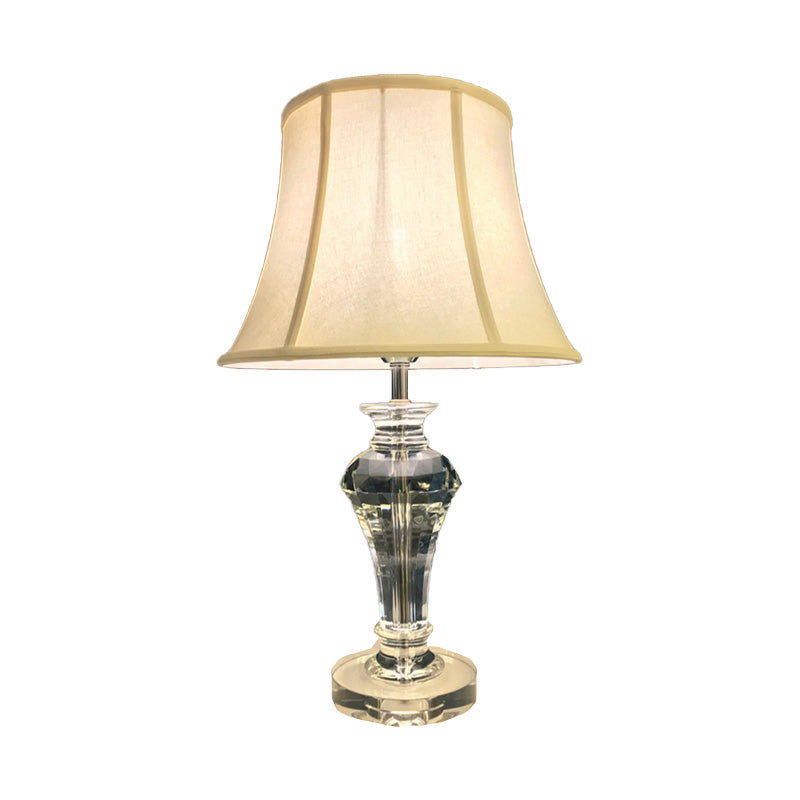 Contemporary 1 Bulb Task Light White Paneled Bell Reading Lamp with Fabric Shade