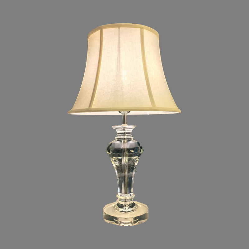 Contemporary 1 Bulb Task Light White Paneled Bell Reading Lamp with Fabric Shade