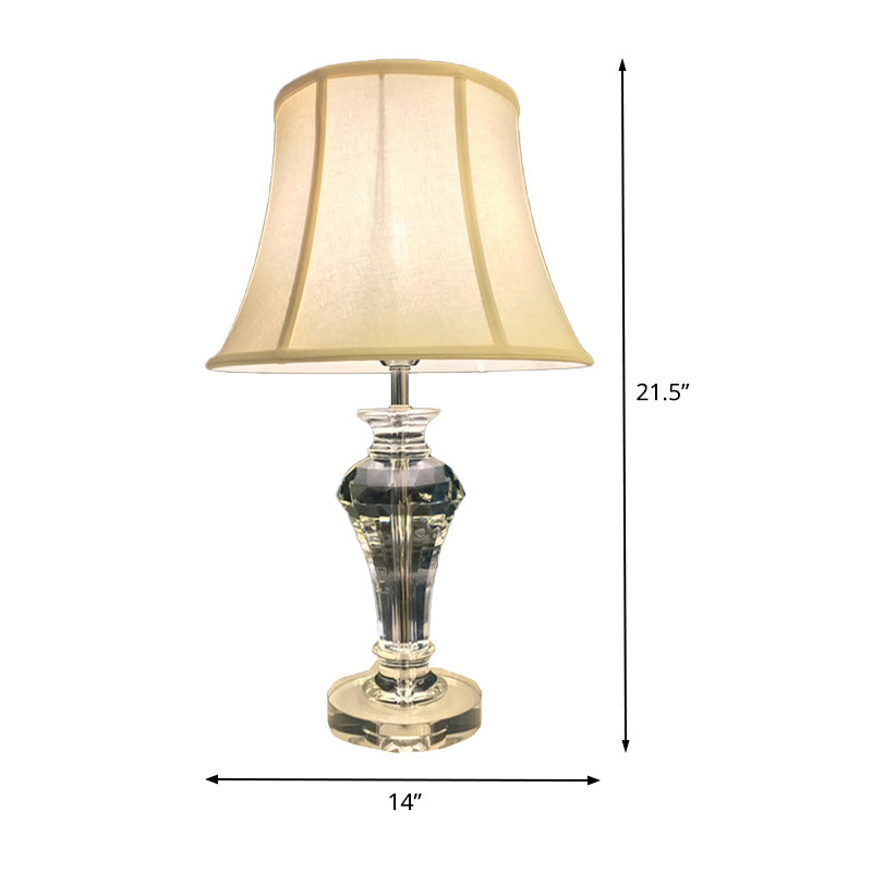 Contemporary 1 Bulb Task Light White Paneled Bell Reading Lamp with Fabric Shade