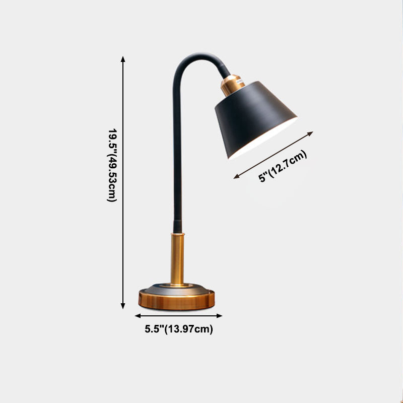 Cone 1 Light Table Lamp Mid-Century Modern Metal Night Table Lamps in Black