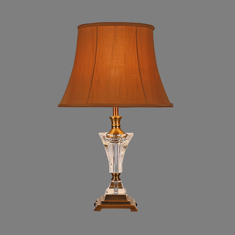 Fabric Wide Flare Task Lighting Modern 1 Head Night Table Lamp in Brown for Bedside