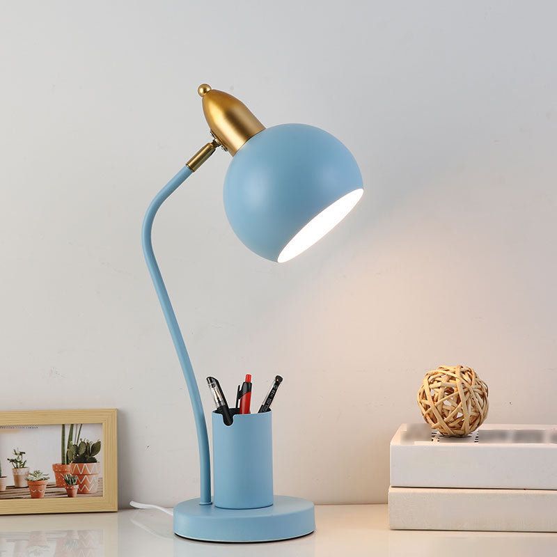 Bowl 1 Light Table Lamp Contemporary Metal Night Table Lamps for Study Room