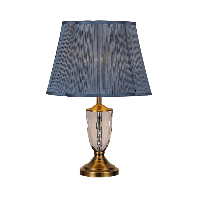 Tazza modernista tavolino tavolino cristallo tagliato a mano 1 lampadina da scrivania piccola in blu